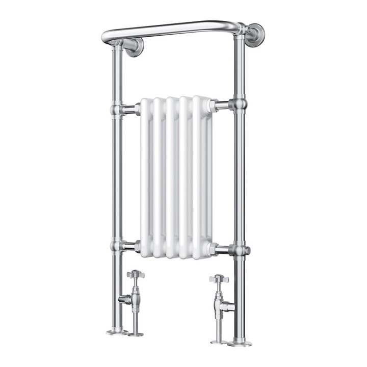 498mm (w) x 940mm (h) Henley Chrome White Traditional Towel Rail Radiator