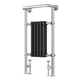 498mm (w) x 940mm (h) Henley Traditional Chrome Black Towel Rail Radiator