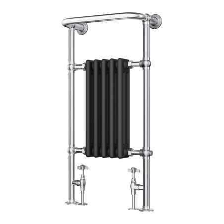 498mm (w) x 940mm (h) Henley Traditional Chrome Black Towel Rail Radiator