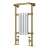 498mm (w) x 940mm (h) Henley Brass White Traditional Towel Rail Radiator