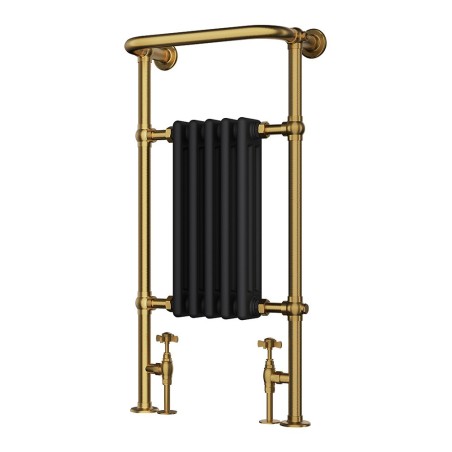 498mm (w) x 940mm (h) Henley Brass Black Traditional Towel Rail Radiator