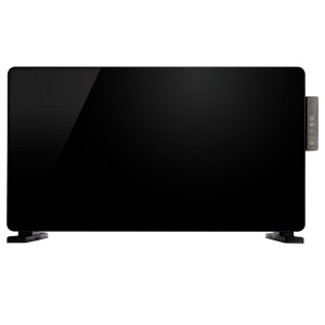 TCP Smart WiFi Black Glass Panel Heater 2000W, Alexa Compatible, Open Window Detector, Wall Mounted & Freestanding