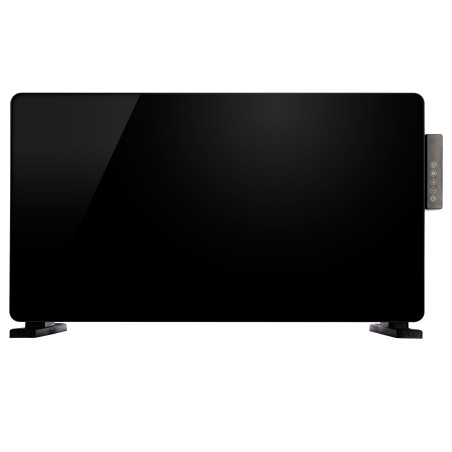 TCP Smart WiFi Black Glass Panel Heater 2000W, Alexa Compatible, Open Window Detector, Wall Mounted & Freestanding