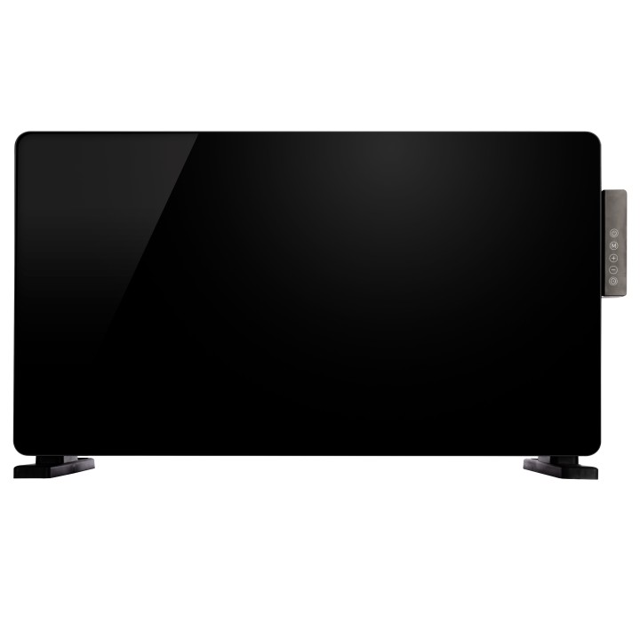 TCP Smart WiFi Black Glass Panel Heater 2000W, Alexa Compatible, Open Window Detector, Wall Mounted & Freestanding