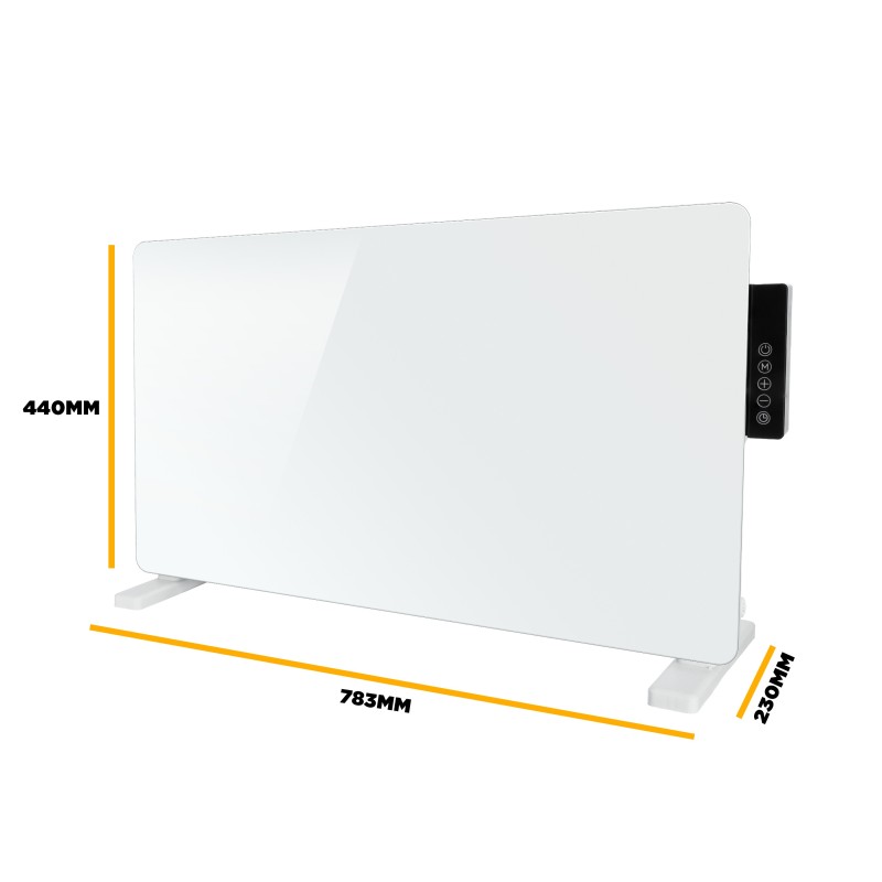 TCP Smart WiFi White Glass Panel Heater 2000W, Alexa Compatible, Open Window Detector, Wall Mounted & Freestanding Heater