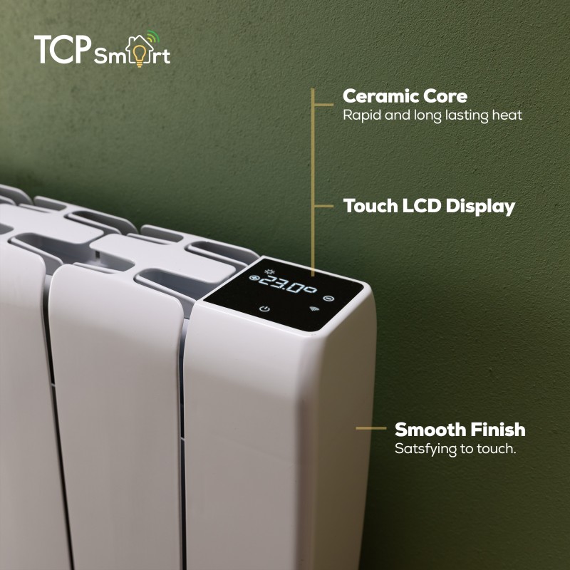 TCP Smart WIFI White Ceramic Electric Panel Radiators - 700W to 2000W