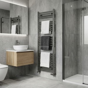 500mm (w) x 1600mm (h) Straight Gunmetal Towel Rail