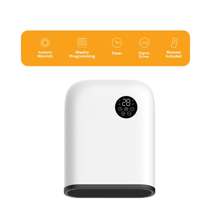 2000W TCP White Vertical Wall Mounted Heater with Energy Monitoring
