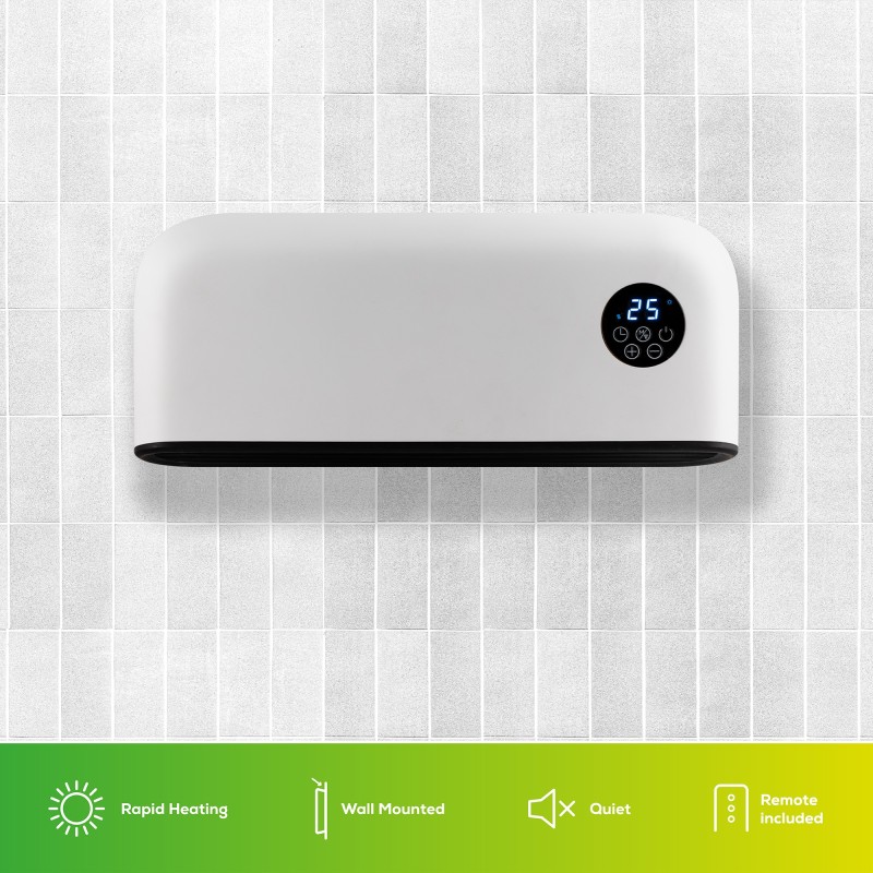 2000W TCP White Wall Mounted Heater with Energy Monitoring