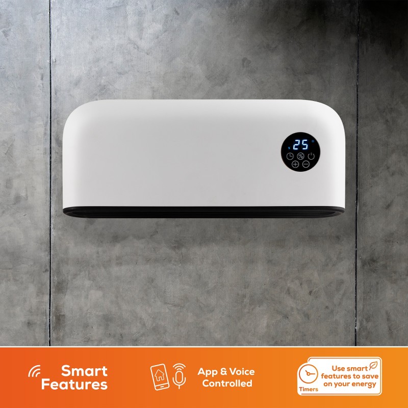 2000W TCP White Wall Mounted Heater with Energy Monitoring