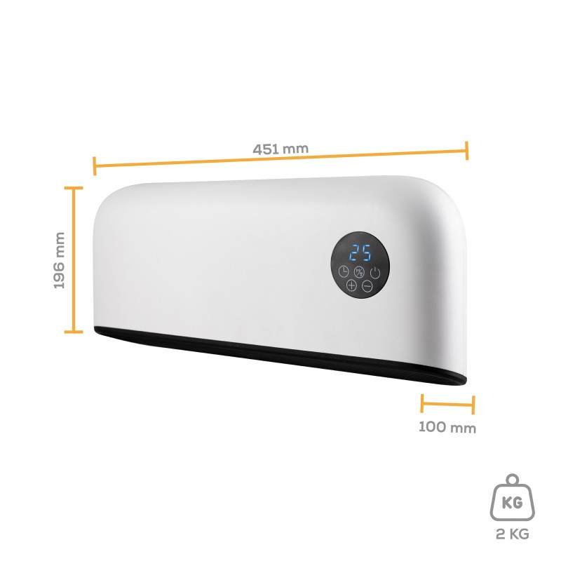 2000W TCP White Wall Mounted Heater with Energy Monitoring