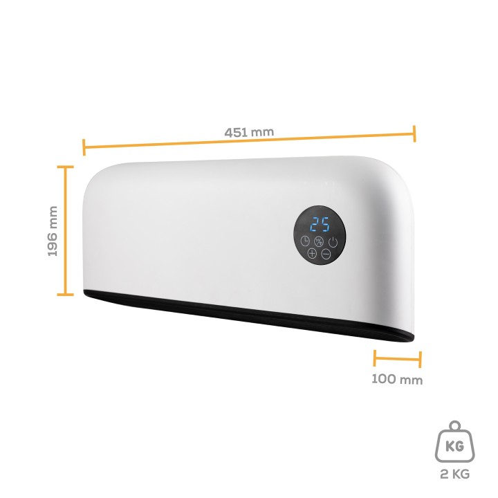 2000W TCP White Wall Mounted Heater with Energy Monitoring