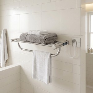 500mm (w) x 115mm (h) x 260mm (d) Ledge Polished Stainless Steel Dry Electric Towel Shelf (In-Built Controller)