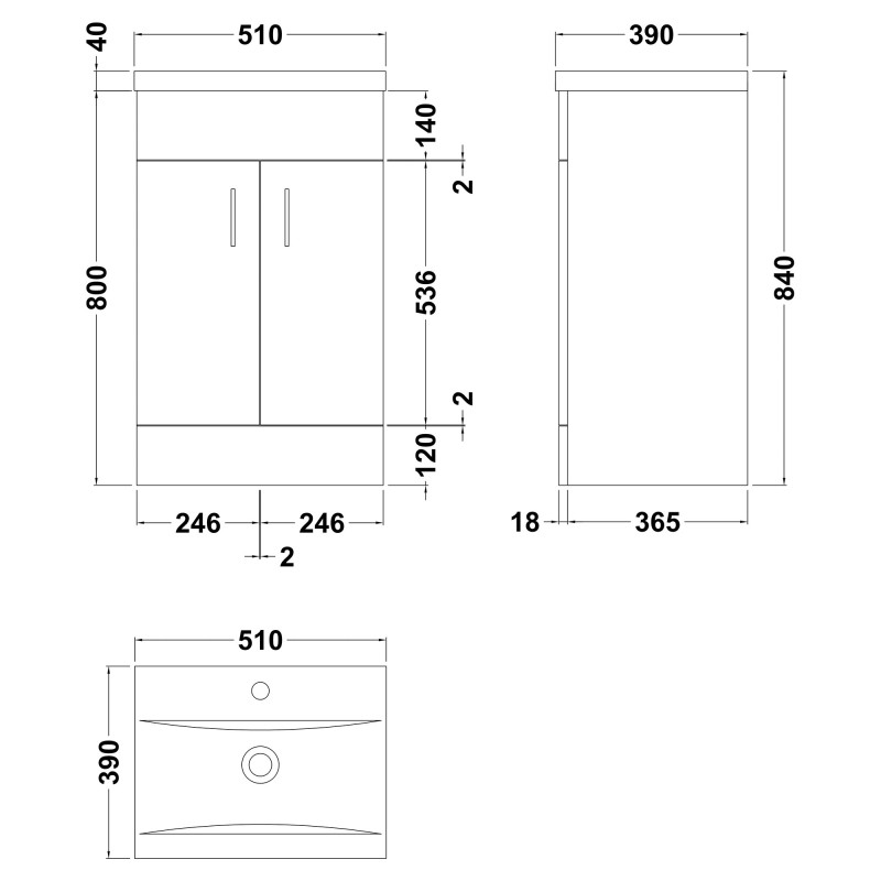 Eden 500mm Freestanding Vanity Units