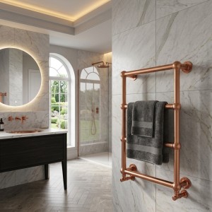 500mm (w) x 750mm (h) Harley Brushed Copper Traditional Wall Mounted Towel Rail Radiator