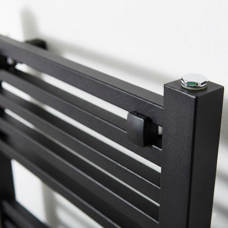 500mm x 1200mm Electric Atlas Black Heated Towel Rails