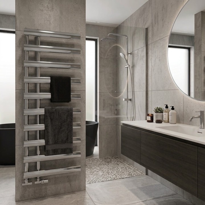 500mm (w) x 1140mm (h) Velox Chrome Designer Towel Rail