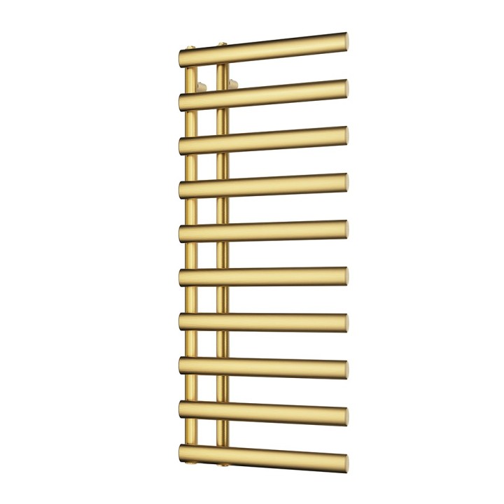 500mm (w) x 1140mm (h) Velox Brushed Brass Designer Towel Rail