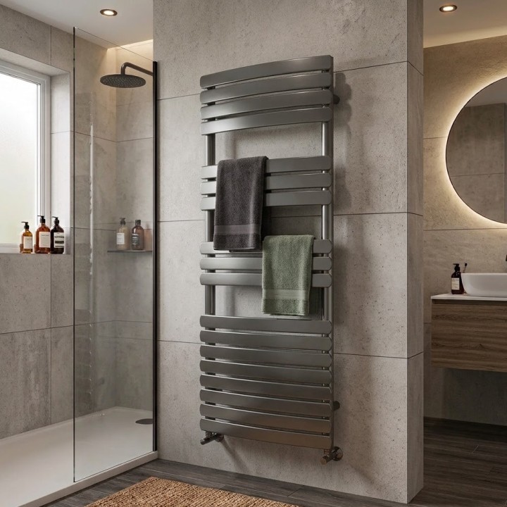 500mm (w) x 1200mm (h) Castell Gunmetal Designer Towel Rail