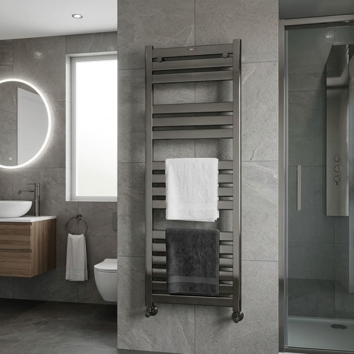 500mm (w) x 1200mm (h) Fortis Gunmetal Designer Towel Rail