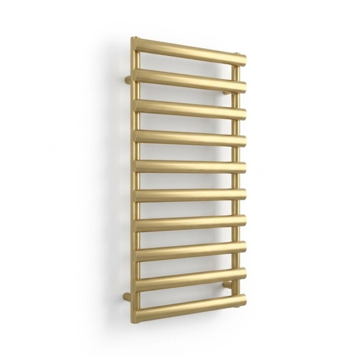 500mm (w) x 1140mm (h) Verus Brushed Brass Designer Towel Rail