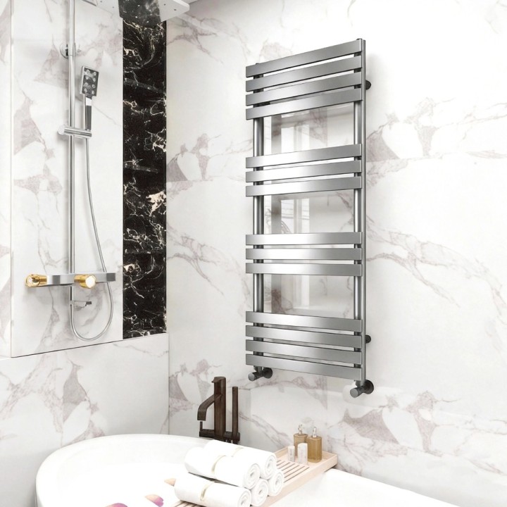 500mm (w) x 1200mm (h) Clarus Gunmetal Designer Towel Rail