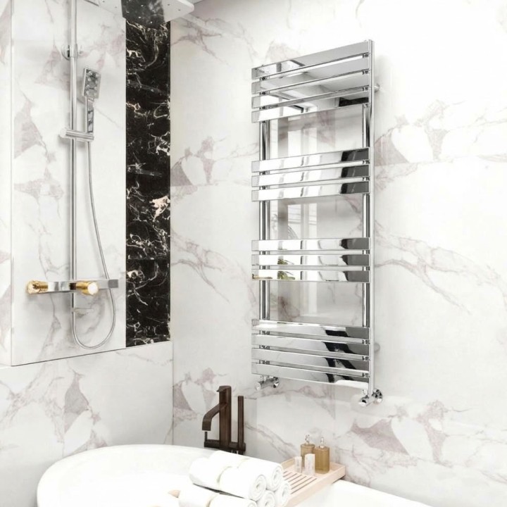 500mm (w) x 1200mm (h) Clarus Chrome Designer Towel Rail