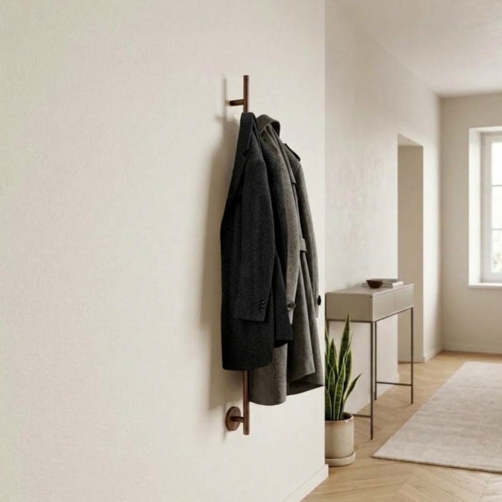 97mm (w) x 1200mm (h) Brushed Bronze Dry Electric Thermostatic Coat / Robe Hanger (Manual Dial)