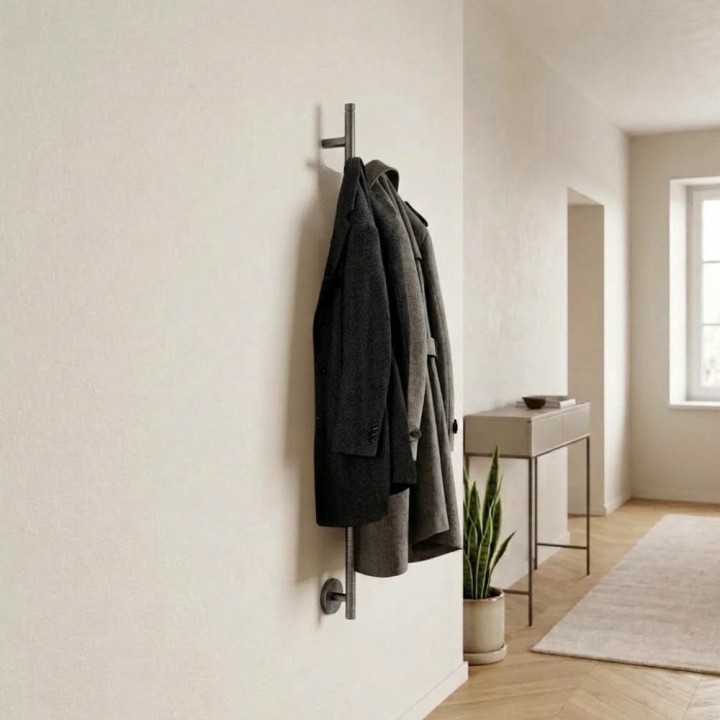 97mm (w) x 1200mm (h) Gunmetal Dry Electric Thermostatic Coat / Robe Hanger (Manual Dial)