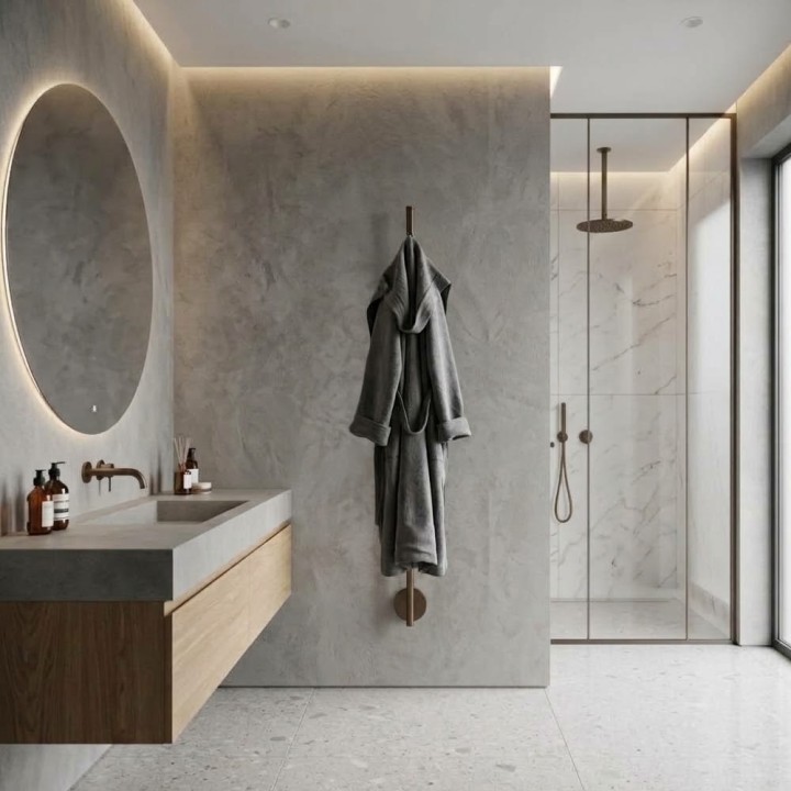 97mm (w) x 1700mm (h) Brushed Bronze Dry Electric Thermostatic Coat / Robe Hanger (Manual Dial)