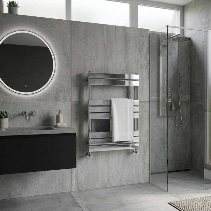 500mm (w) x 800mm (h) Lux Chrome Designer Towel Rail