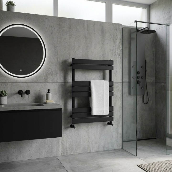 500mm (w) x 800mm (h) Lux Matt Black Designer Towel Rail