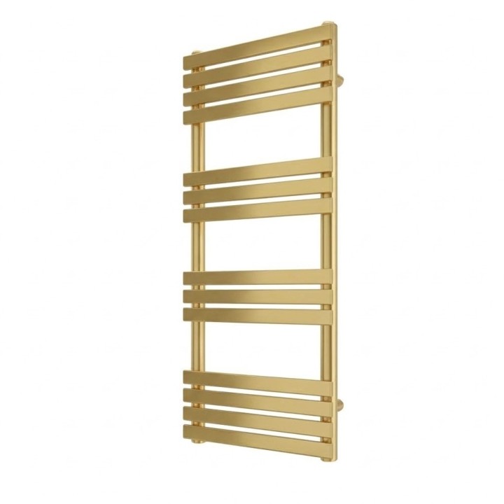 500mm (w) x 1200mm (h) Clarus Brushed Brass Designer Towel Rail