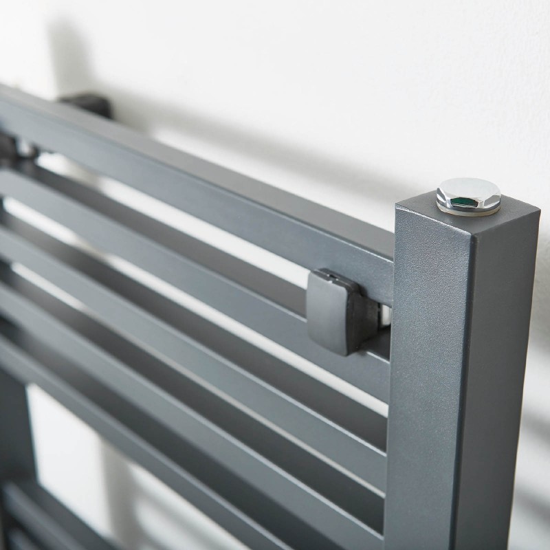 500mm (w) x 800mm (h) "Atlas" Anthracite Designer Towel Rail - Closeup