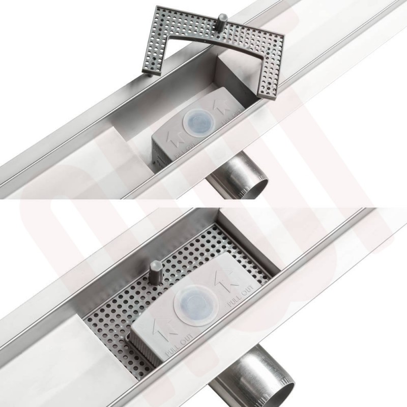 Design 1 - Stainless Steel "Rectangular" Wetroom Drainage System - 5 Sizes (600mm to 1500mm)