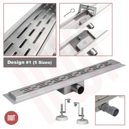 Design 1 - Stainless Steel "Rectangular" Wetroom Drainage System - 5 Sizes (600mm to 1500mm)