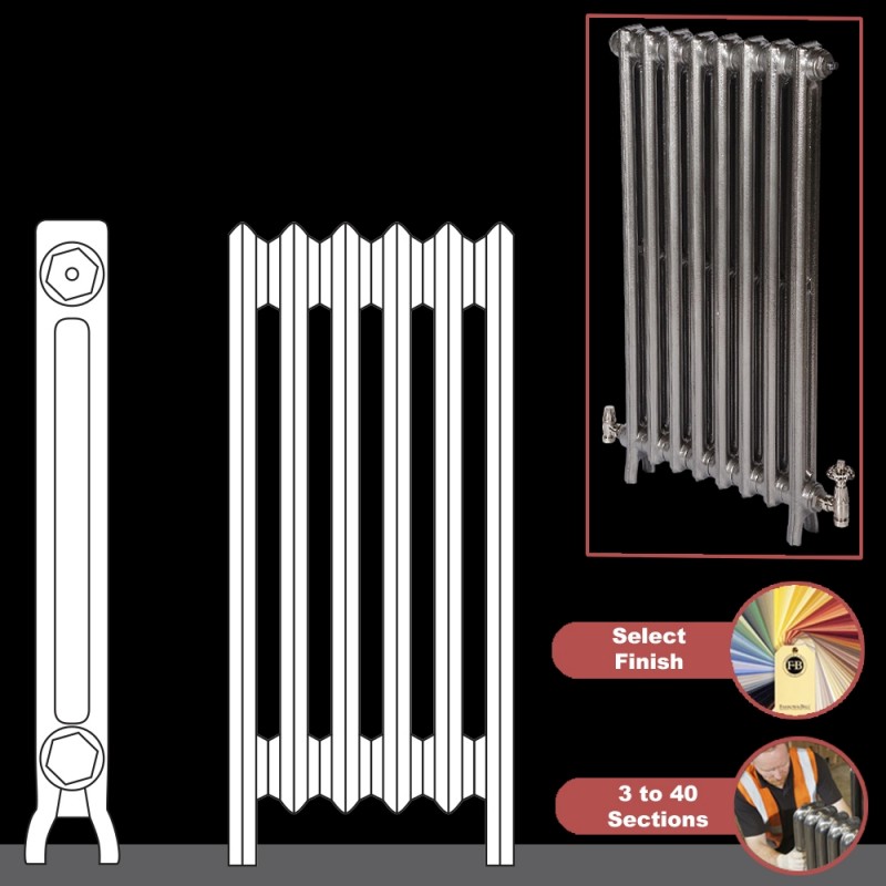 The "Mayfair" 2 Column 740mm (H) Traditional Victorian Cast Iron Radiator (3 to 40 Sections Wide) - Choose your Finish