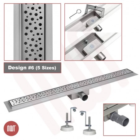 Design *6 - Stainless Steel "Rectangular" Wetroom Drainage System - 5 Sizes (600mm to 1500mm)