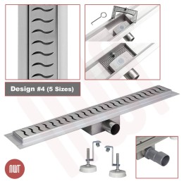 Design 4 - Stainless Steel "Rectangular" Wetroom Drainage System - 5 Sizes (600mm to 1500mm)
