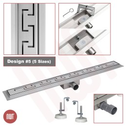 Design 5 - Stainless Steel "Rectangular" Wetroom Drainage System - 5 Sizes (600mm to 1500mm)