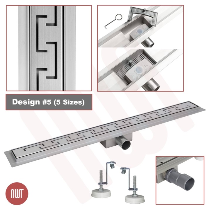 Design 5 - Stainless Steel "Rectangular" Wetroom Drainage System - 5 Sizes (600mm to 1500mm)