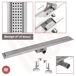 Design 7 - Stainless Steel "Rectangular" Wetroom Drainage System - 5 Sizes (600mm to 1500mm)