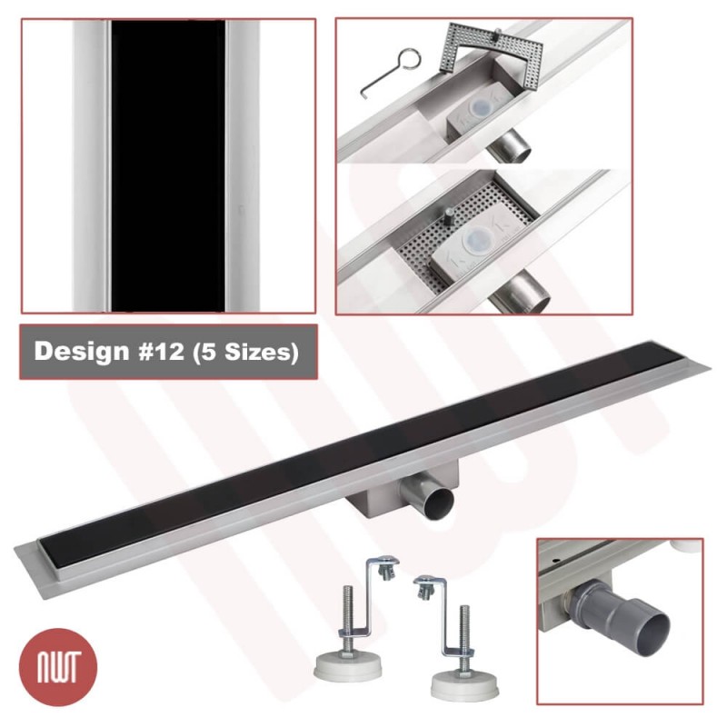 Design 12 - Stainless Steel "Rectangular" Wetroom Drainage System - 5 Sizes (600mm to 1500mm)