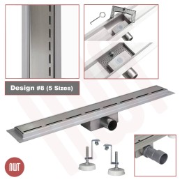 Design 8 - Stainless Steel "Rectangular" Wetroom Drainage System - 5 Sizes (600mm to 1500mm)