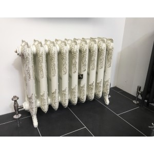 The "Charlestone" 570mm (H) 3 Column Traditional Victorian Cast Iron Radiator - James White with Gold Highlight