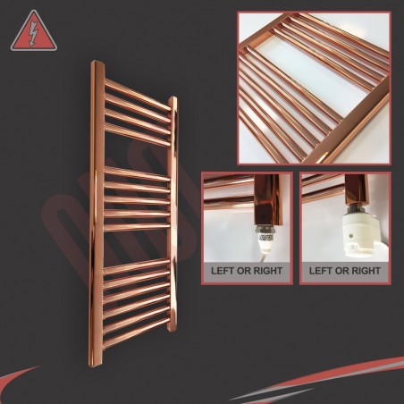 300mm (w) x 800mm (h) Electric "Copper" Towel Rail (Single Heat or Thermostatic Option)