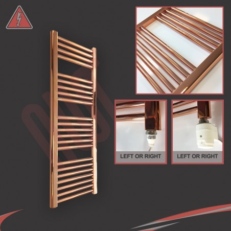 300mm (w)  x 1200mm (h) Electric "Copper" Towel Rail (Single Heat or Thermostatic Option)