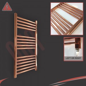 400mm (w)  x 800mm (h) Electric "Copper" Towel Rail (Single Heat or Thermostatic Option)