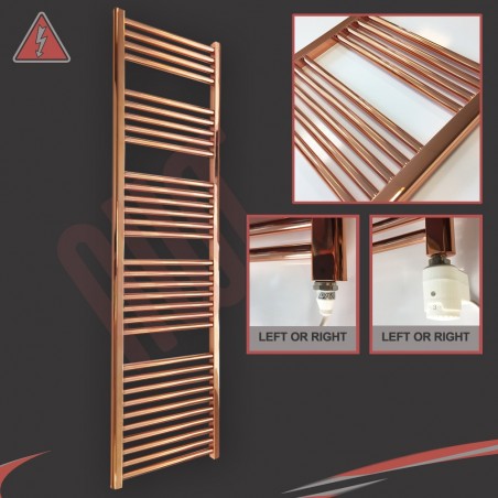 400mm (w)  x 1600mm (h) Electric "Copper" Towel Rail (Single Heat or Thermostatic Option)
