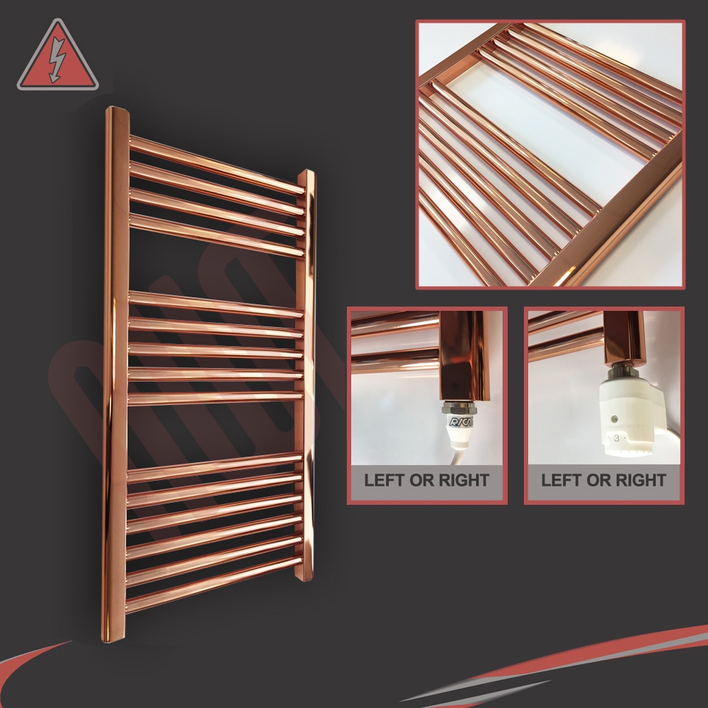 500mm (w) x 800mm (h) Electric Copper Designer Towel Rail